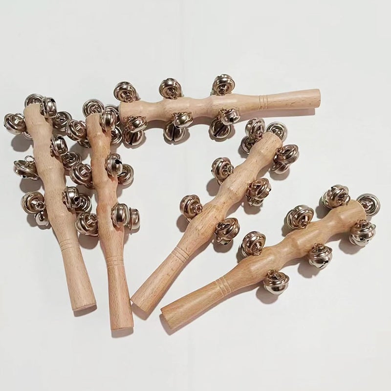 mocrcrel 13 Bell Instruments Hand Bell Sleigh Bells Jingler Bell Stick,Christmas Hand Jingle Bells Wooden Hand Sleigh Bells (10 pcs) - Image 4